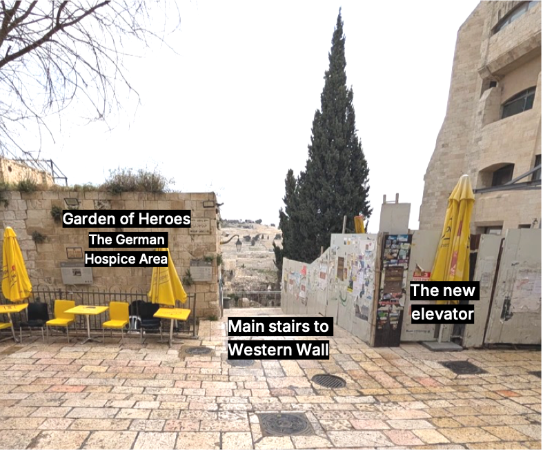 The Garden of Heroes location near the Western Wall