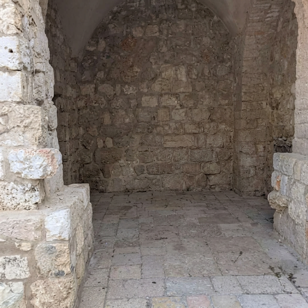 Stone alcove within the future Garden of Heroes site